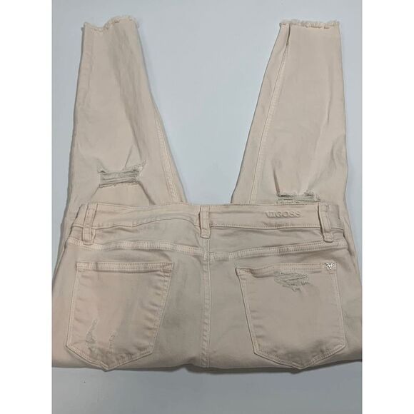 Vigoss Light Pink Distressed Frayed Hem Marley Super Skinny Mid Rise Denim Jean - Picture 3 of 11